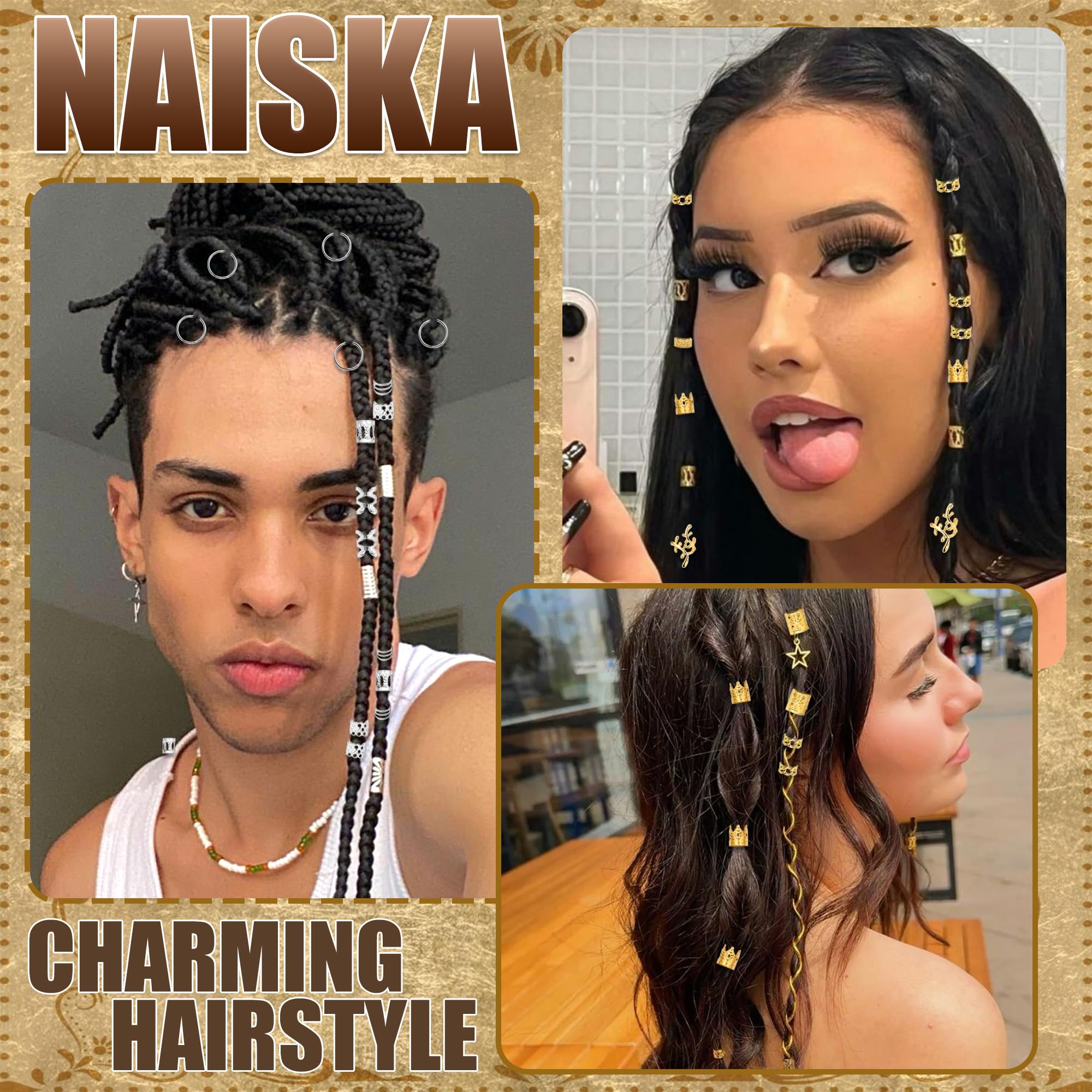 NAISKA model at festival wearing cuffs for eye-catching braid styling