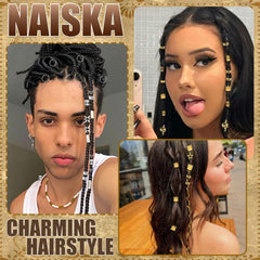 NAISKA model at festival wearing cuffs for eye-catching braid styling