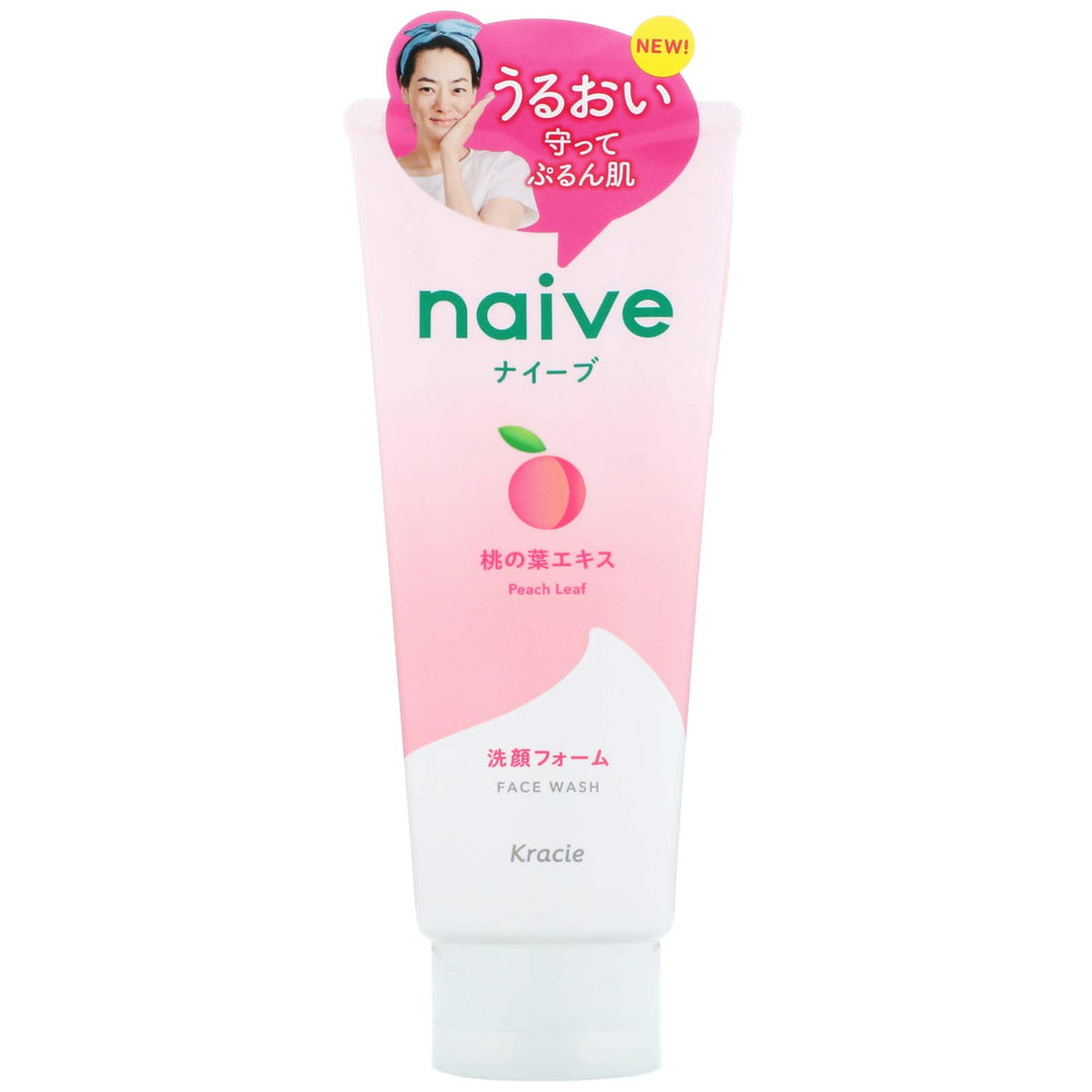 ナイーブ front packaging of peach facial cleansing foam showing tube and label benefit