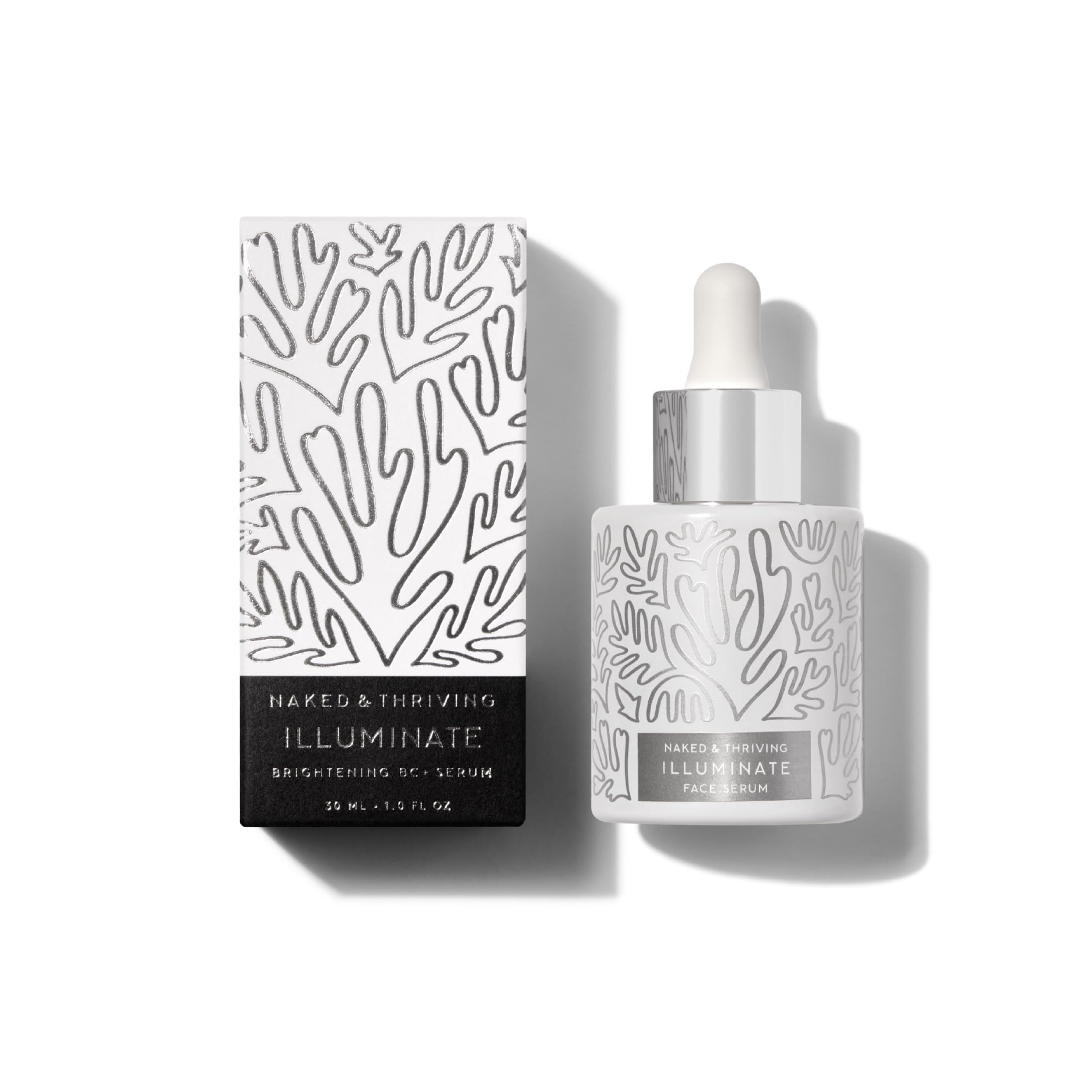 Naked & Thriving front bottle showing product and clear branding for shelf appeal