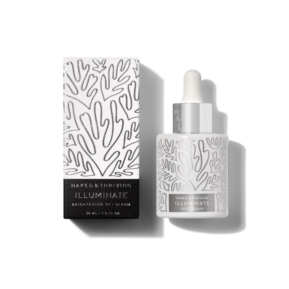 Naked & Thriving front bottle showing product and clear branding for shelf appeal