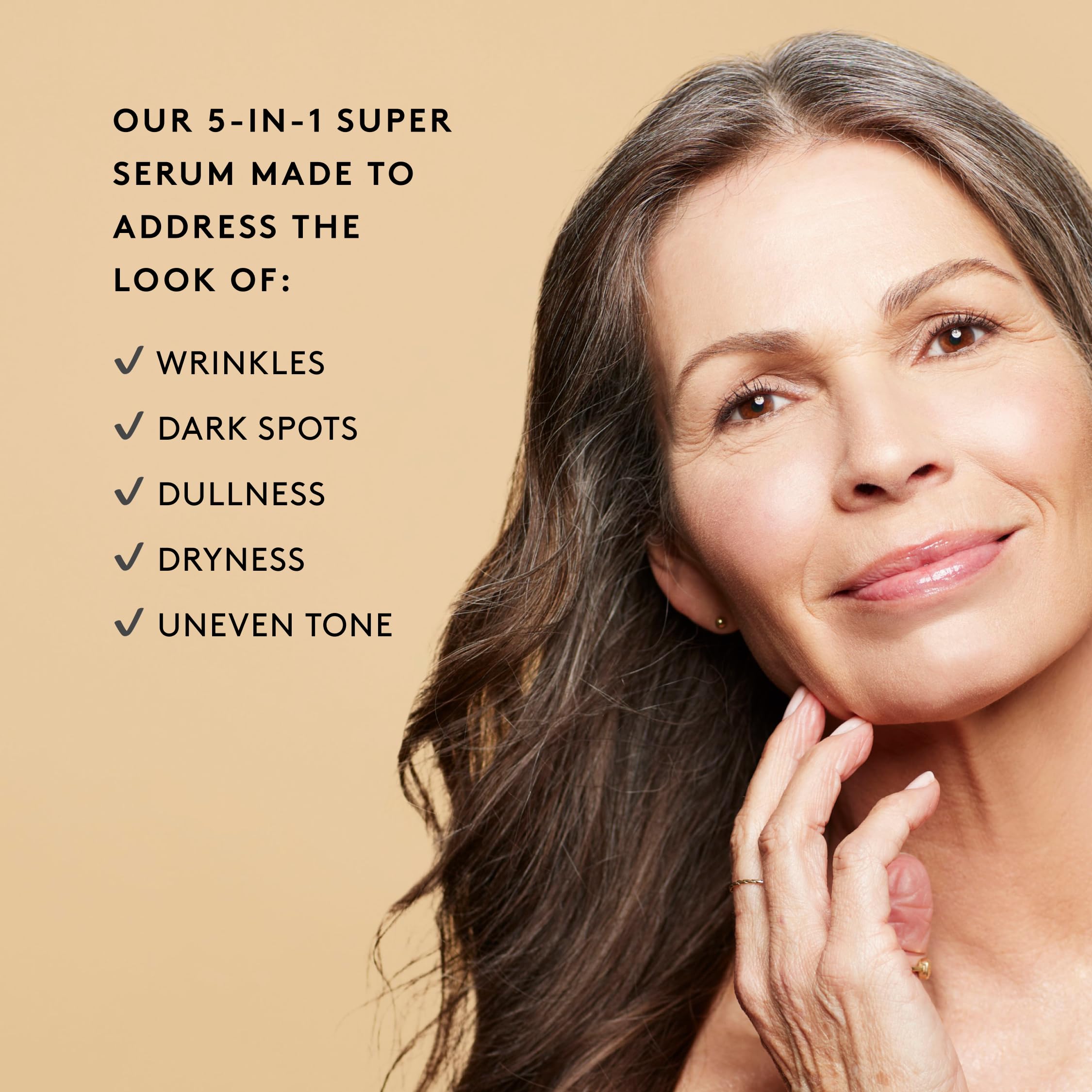 Naked & Thriving drop of serum on hand demonstrating recommended dose and absorption