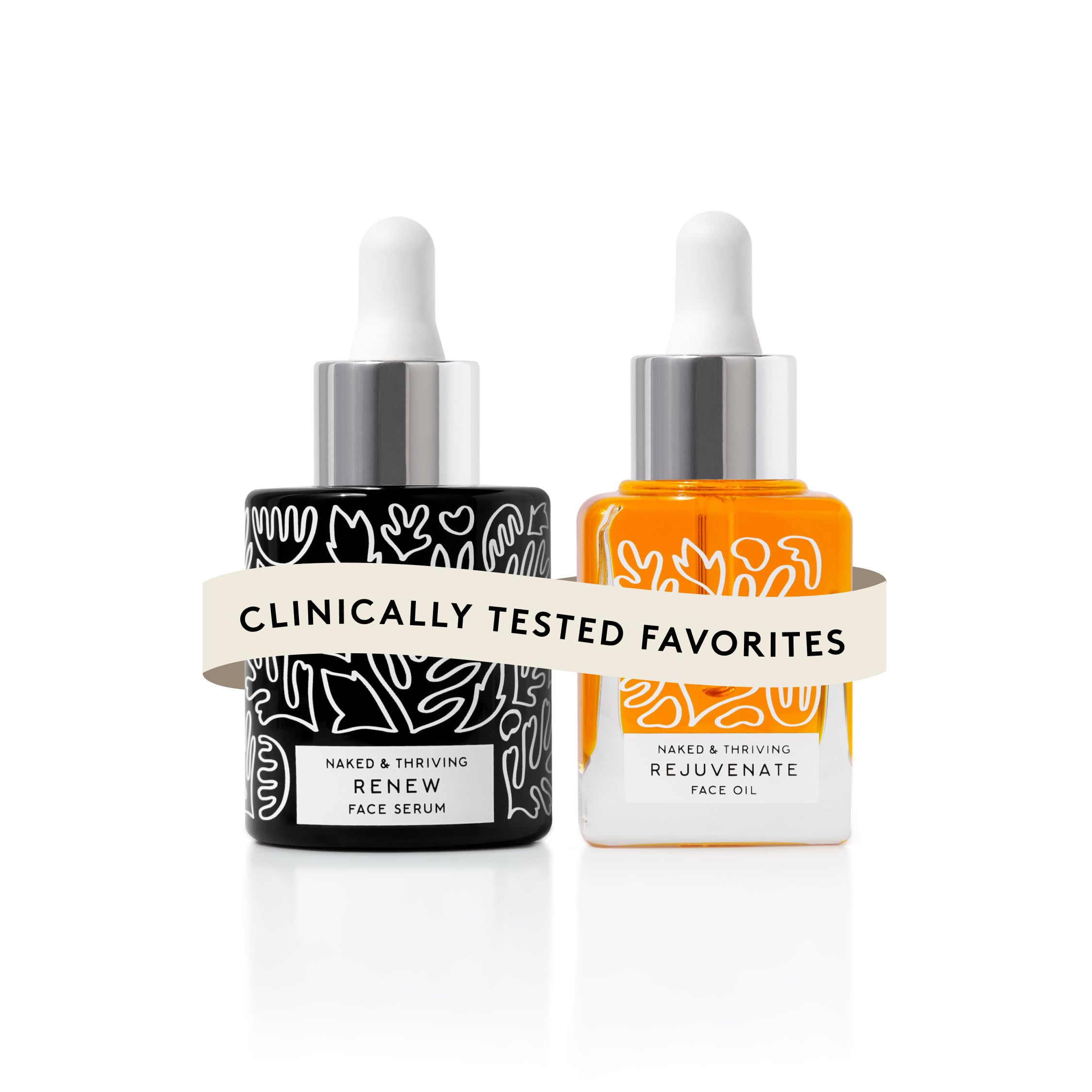 Naked & Thriving front packaging showing both bottles and clear benefits