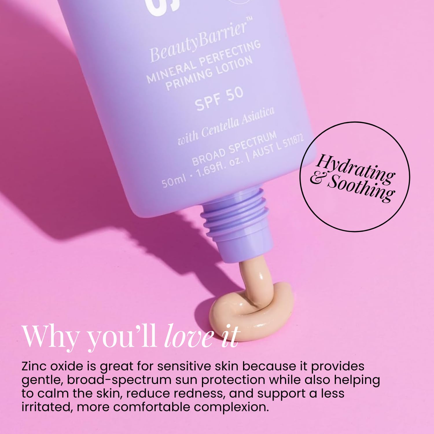 Naked Sundays bottle placed with makeup brushes showing primer as a makeup base