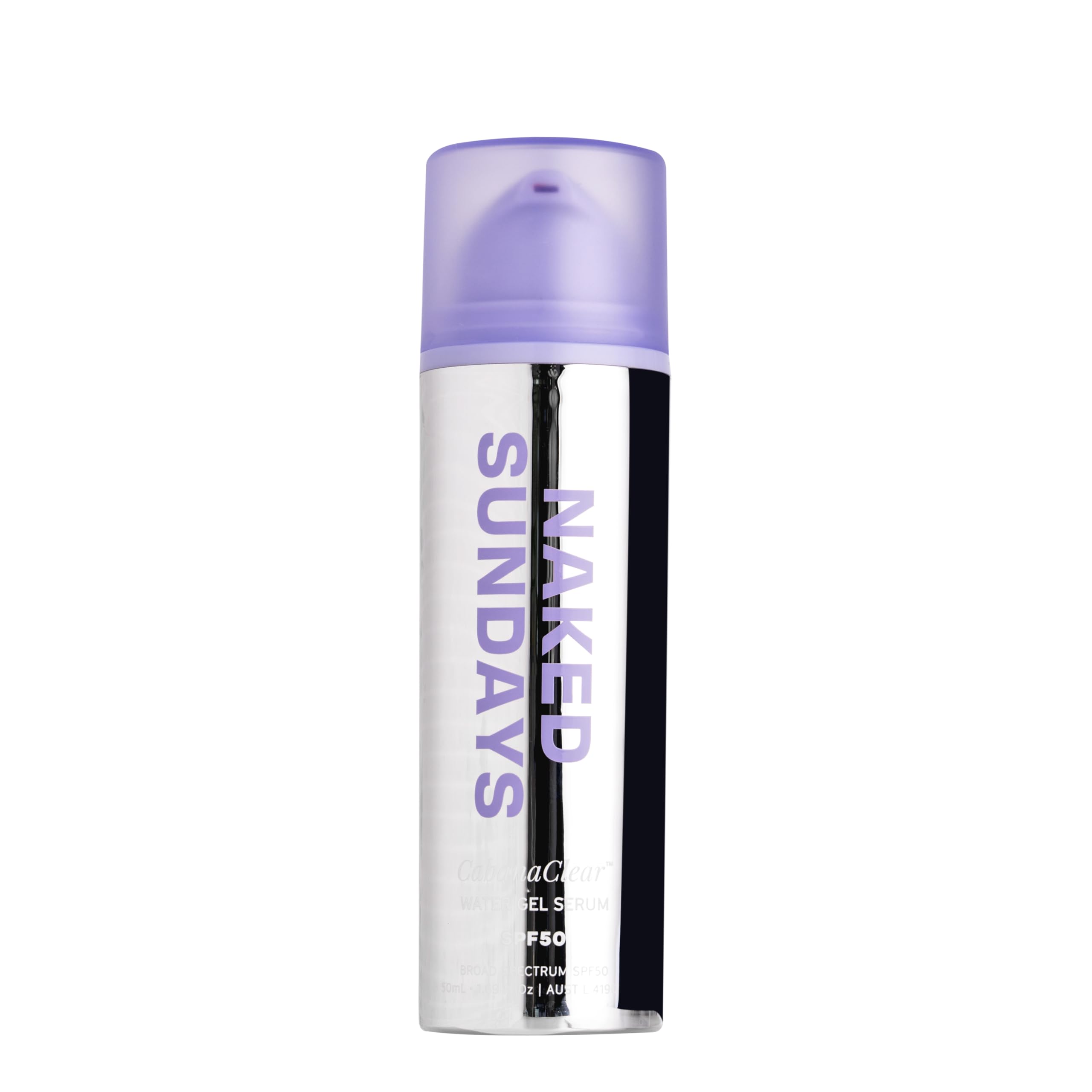 Naked Sundays front packaging showing clear SPF 50 protection and benefits