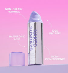 Naked Sundays clear water-gel texture demonstrating fast absorption and hydration