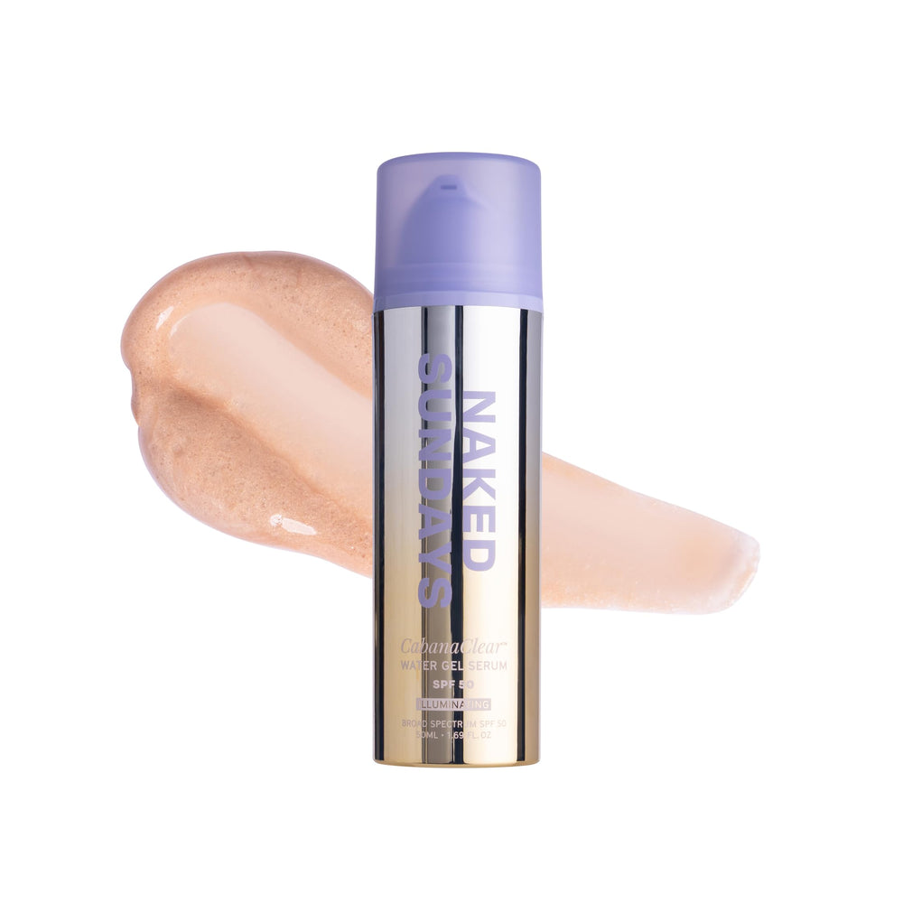 Naked Sundays front packaging showing 50ml bottle and clear minimalist label, travel-friendly