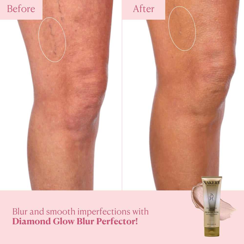 Nakery before and after swipe revealing blurred texture benefit