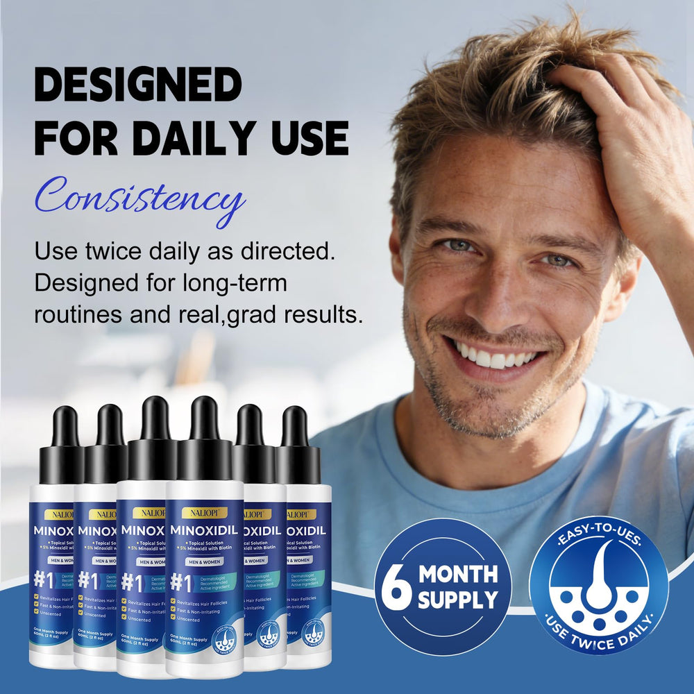 NALIOPI bottles on bathroom counter demonstrating daily routine convenience