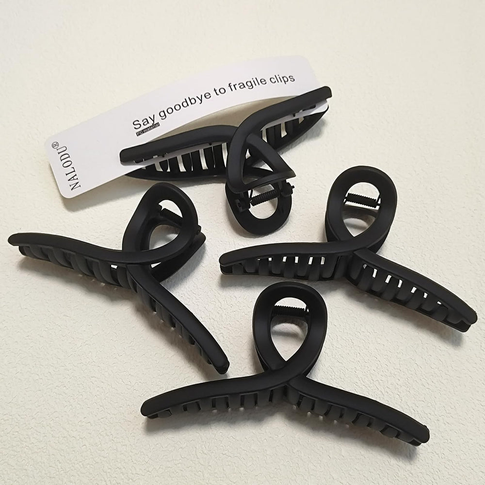 Nalodu front view of matte black 5-inch claw clip showing solid grip benefit