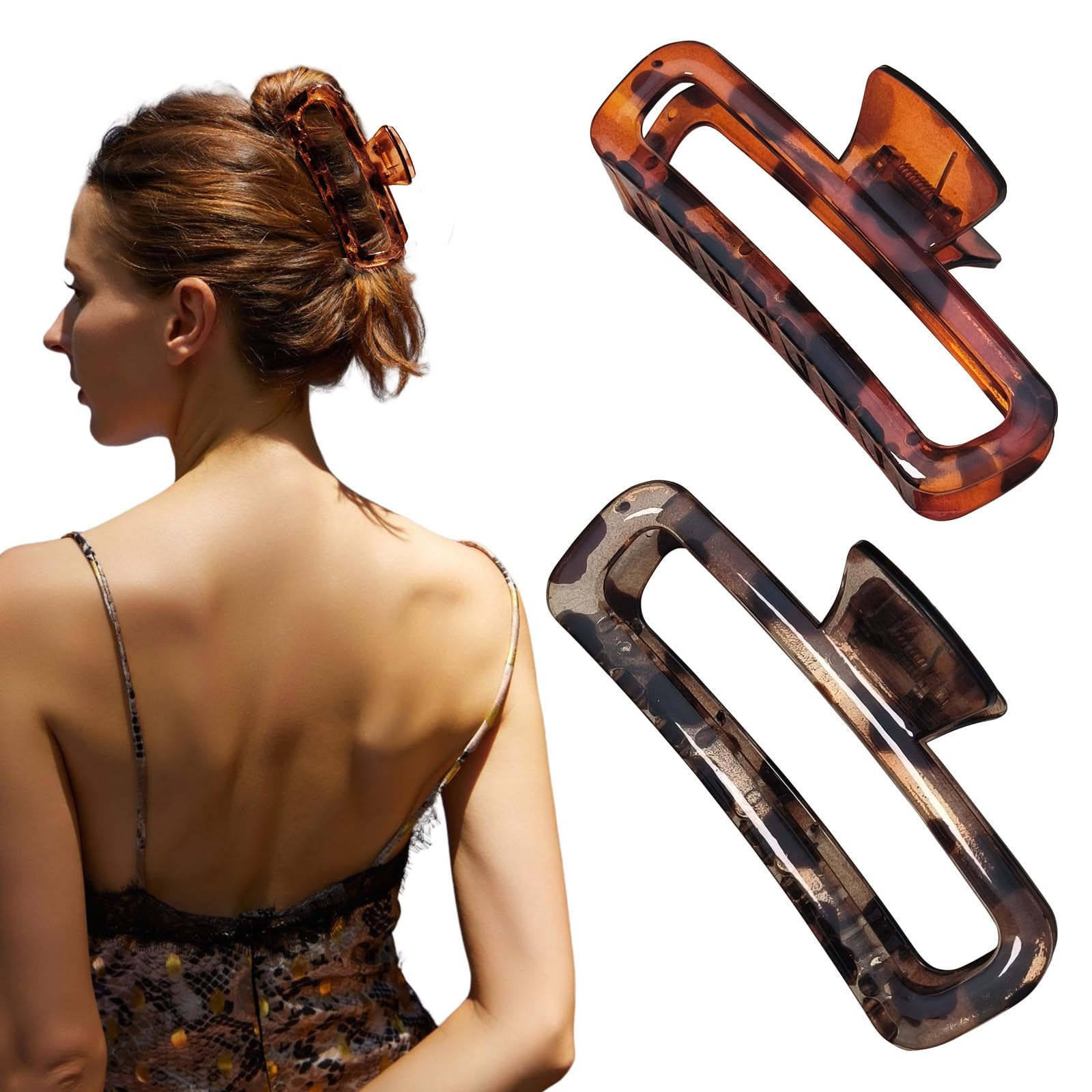 Nalodu front view showing glossy brown and red leopard clips, stylish and versatile