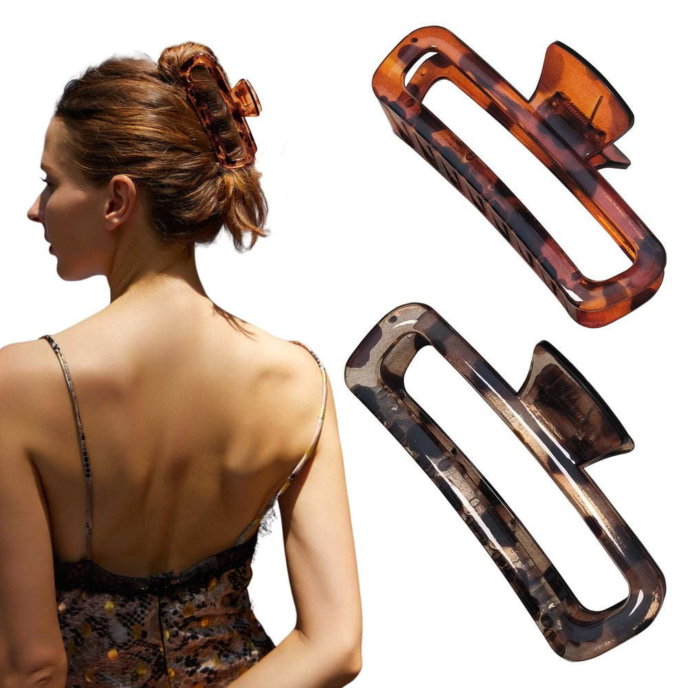 Nalodu front view showing glossy brown and red leopard clips, stylish and versatile