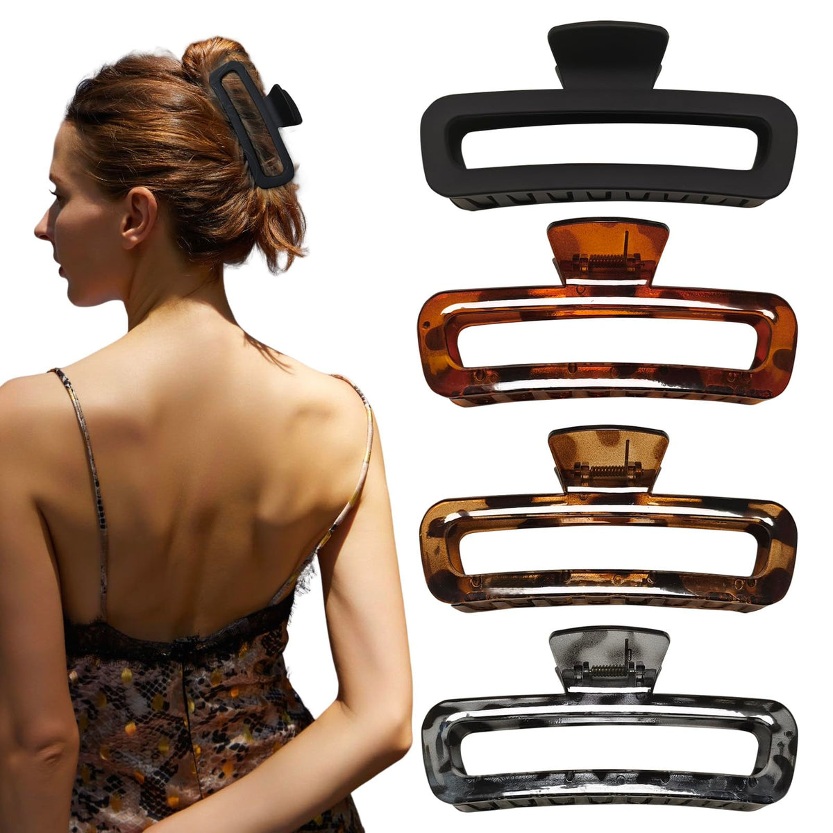 Nalodu large hair claw front packaging showing four-clip set and benefits