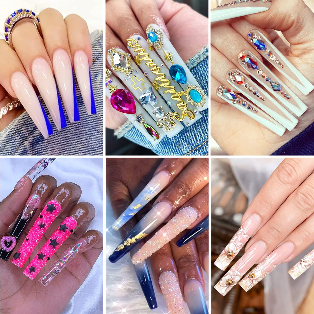 Namgznso salon display showing finished nails with gel and polish finishes