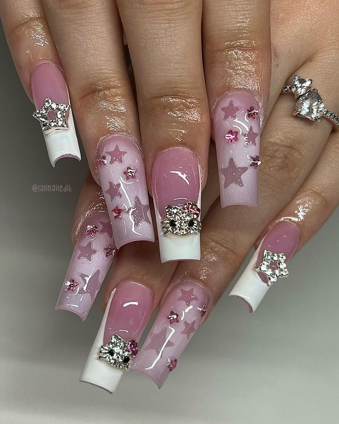 Namifin lifestyle manicure shot displaying finished Y2K nail look