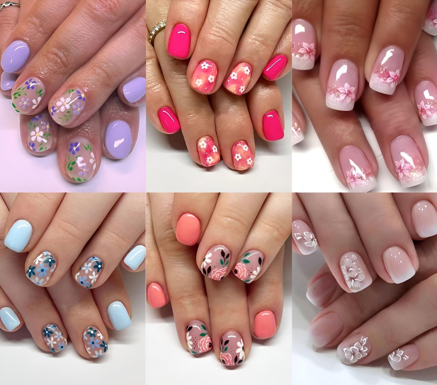 Namrec front packaging showing 144-piece daisy press-on nails and accessories for convenience