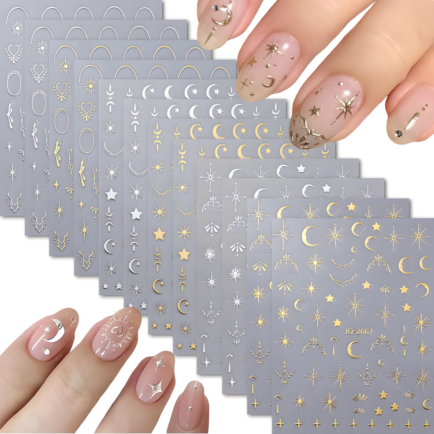 Namrec front packaging showing 12 moon star decal sheets and quick selection benefit