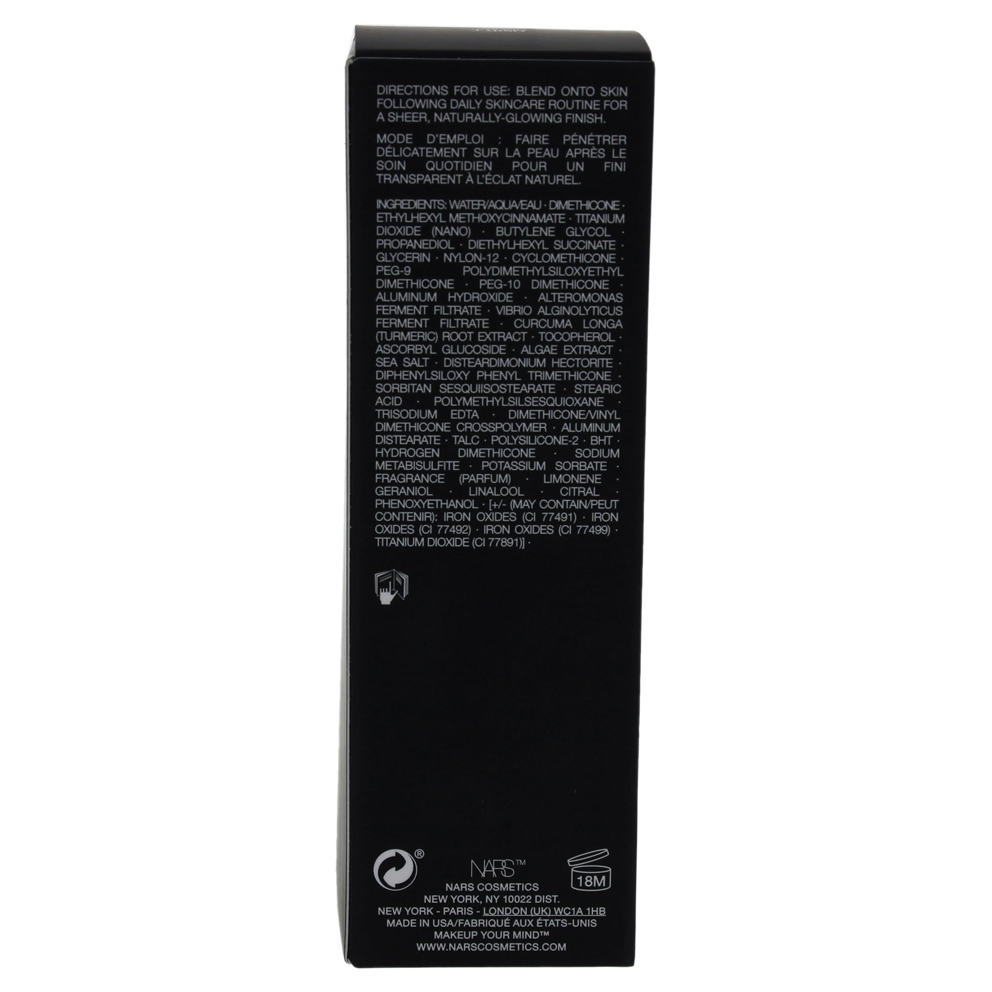 NARS scale comparison 1.9oz tube size clear for travel and daily use