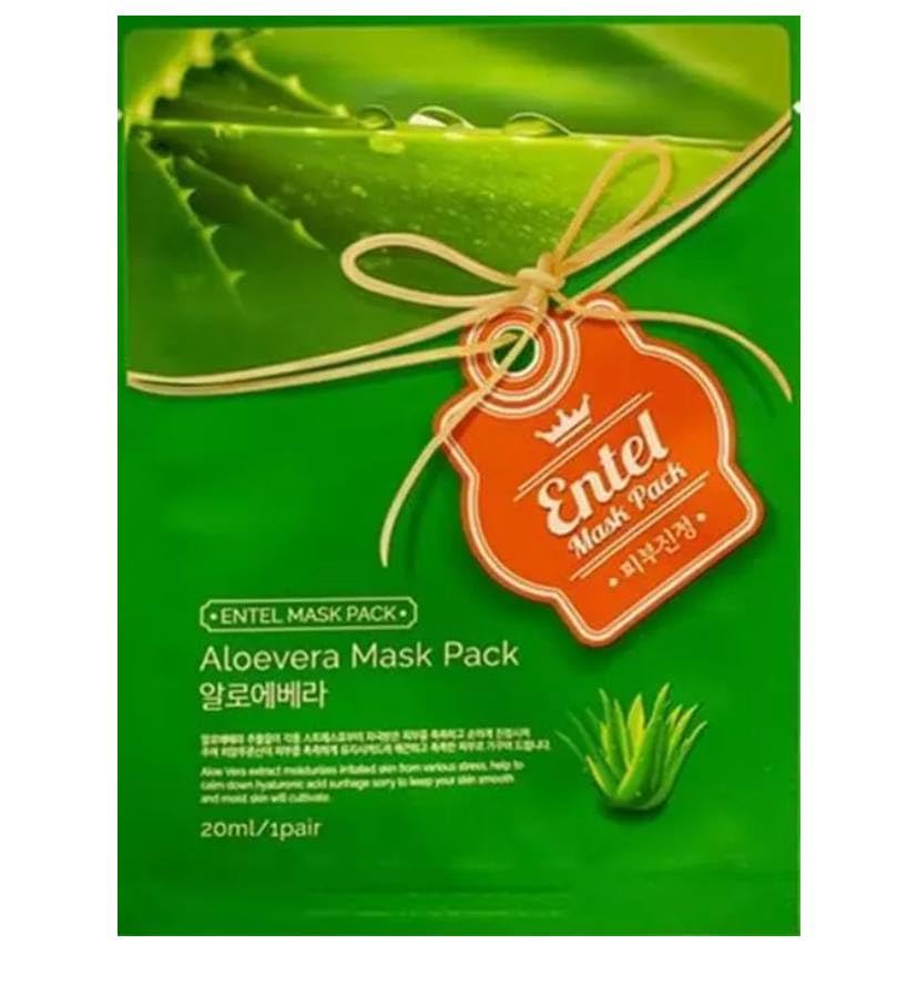 Natasha Denona aloe sheet mask flat lay showing single-use sachet benefit: instant hydration