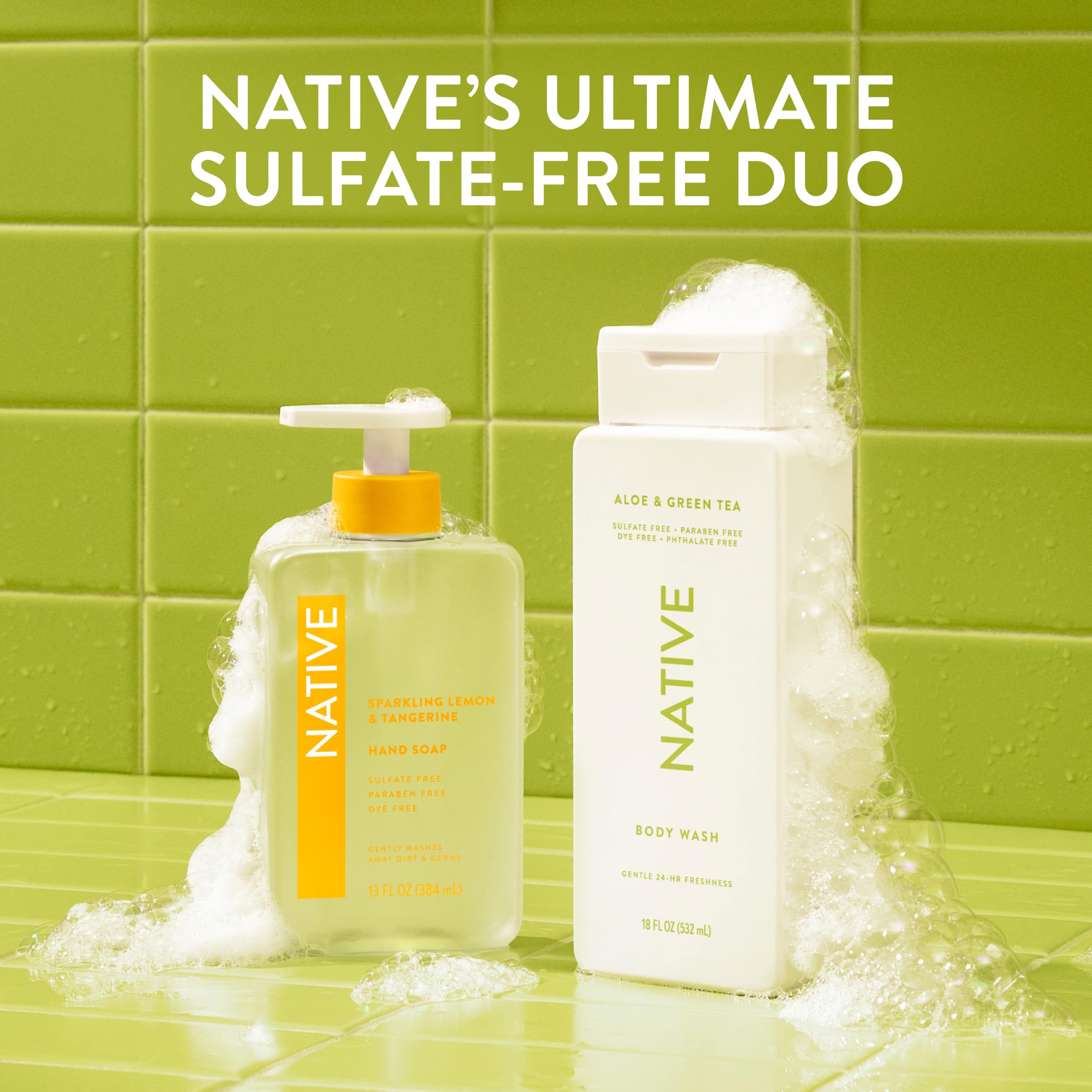 Native bottle staged in bathroom for lifestyle appeal and daily routine fit