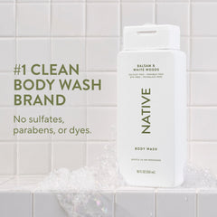 Native pump dispensing body wash demonstrating convenient, controlled use