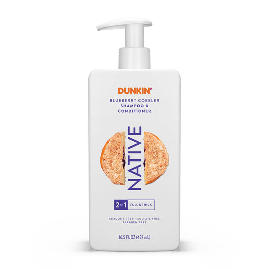 Native front packaging showing Blueberry Cobbler 16.5 oz and limited-edition label, enticing scent