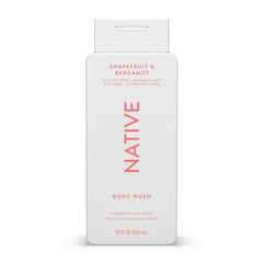 Native bottle front view showing grapefruit and bergamot scent, refreshing clean