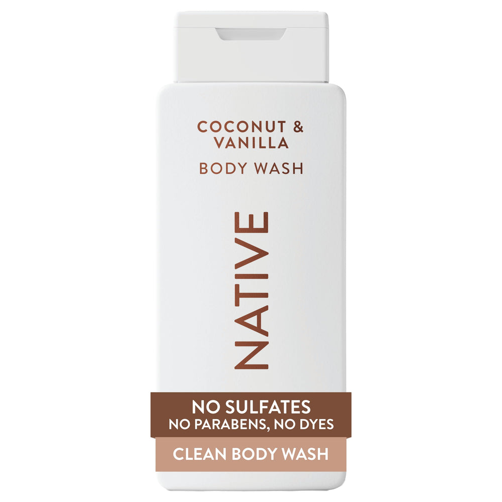 Native front bottle displaying coconut vanilla scent and clean formula benefits