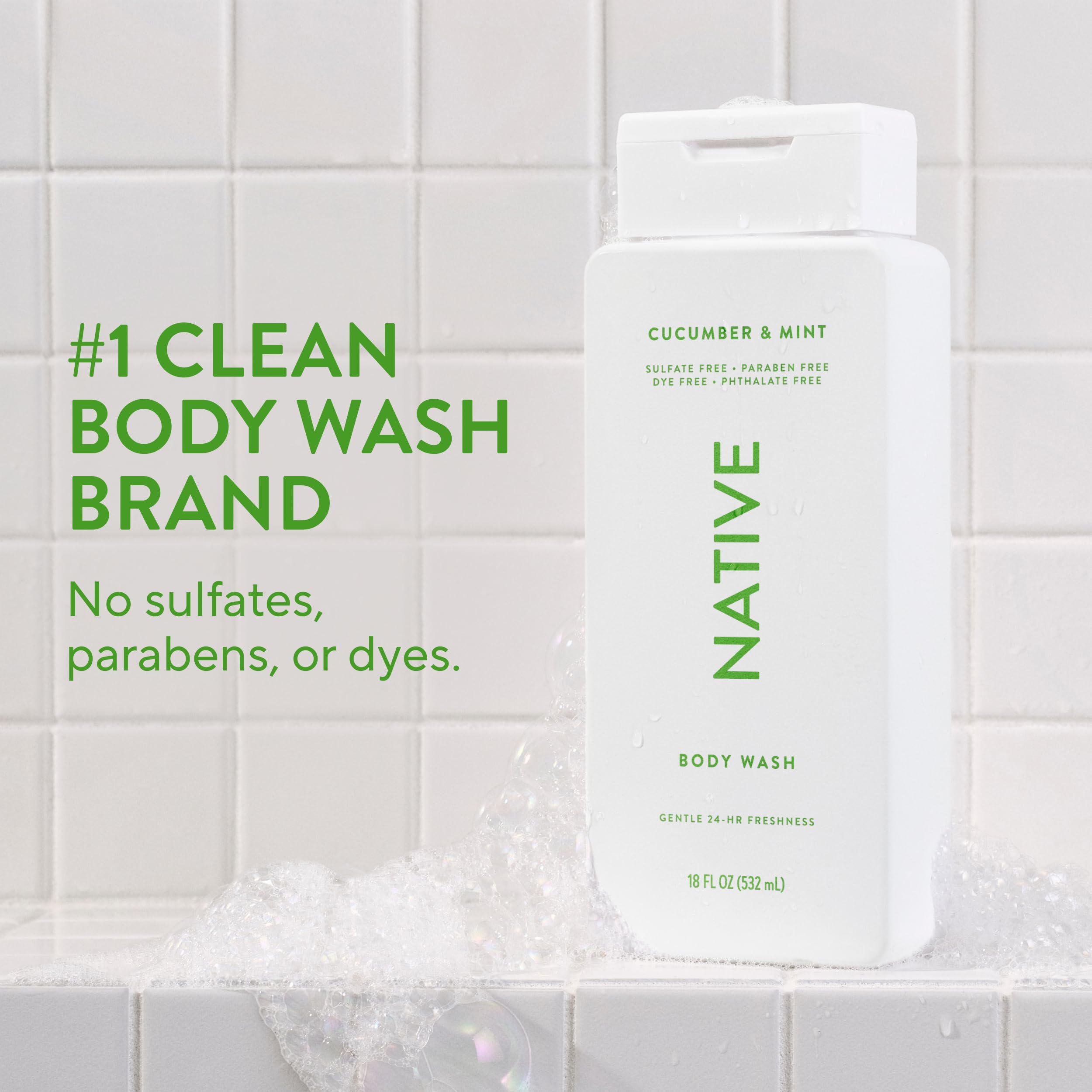 Native pump close-up highlighting easy-dispense for less waste