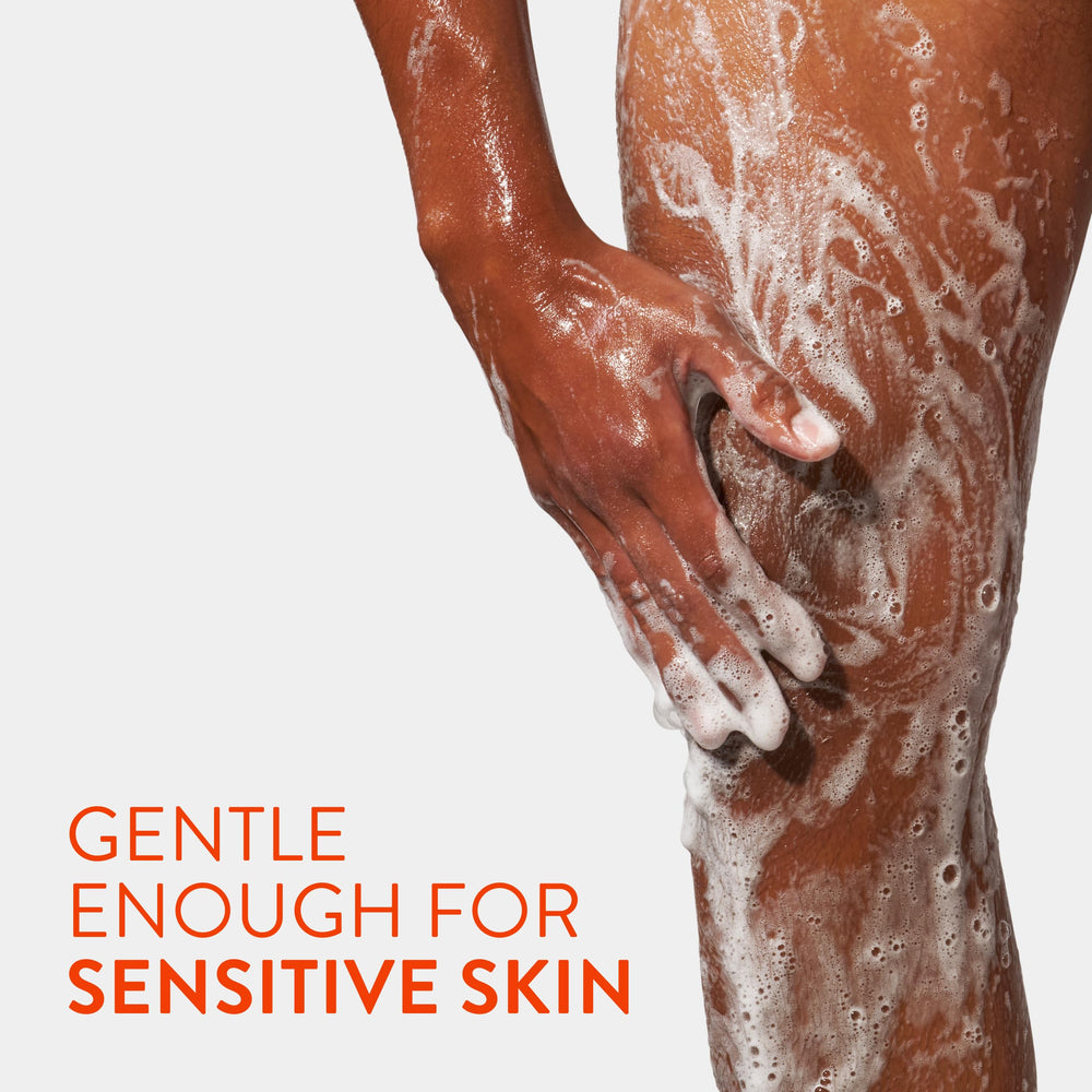 Native rinse droplets on skin illustrating easy rinsing and no residue benefit
