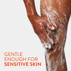 Native rinse droplets on skin illustrating easy rinsing and no residue benefit