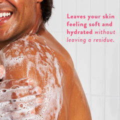 Close-up foam texture from Native body wash, demonstrates gentle lathering benefit