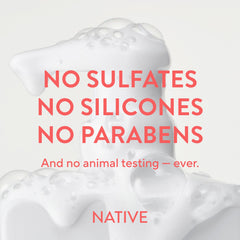 Native shampoo paired with volumizing conditioner showing coordinated routine benefits