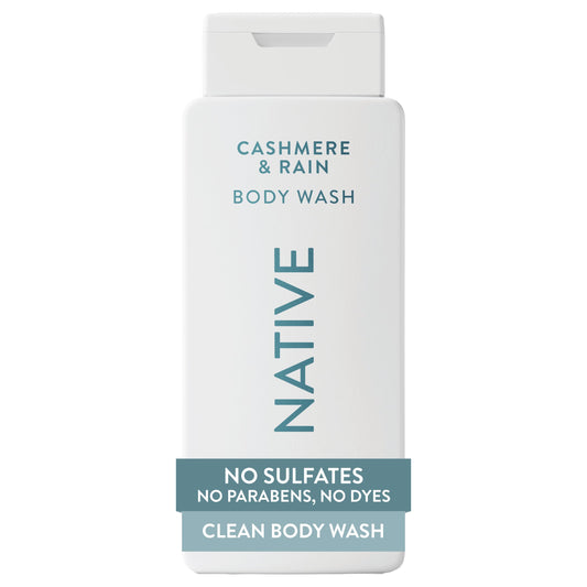 Native front packaging showing cashmere & rain scent and benefits