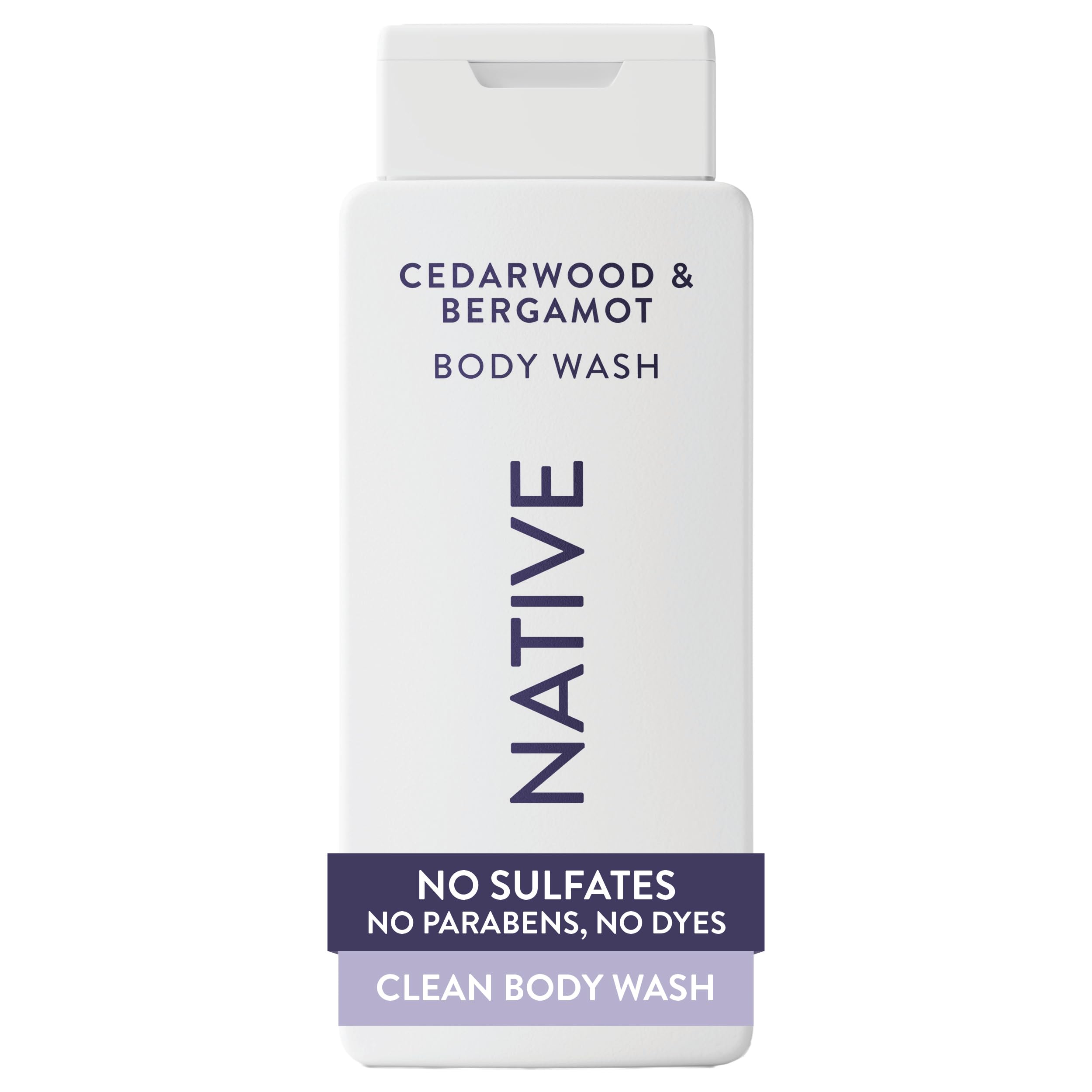 Native front packaging showing cedarwood bergamot 18 oz and clear benefits