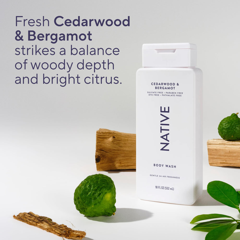 Native label close-up listing clean ingredients and skin-friendly benefits