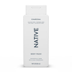 Native charcoal front packaging showing clear label and 18 oz bottle benefit: easy identification