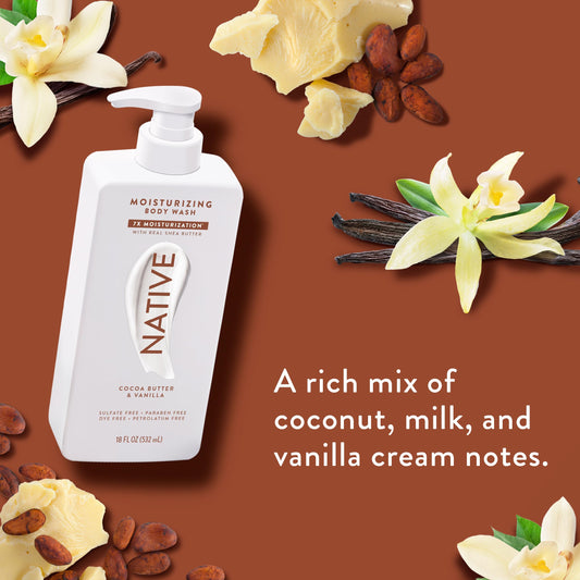 Native back label ingredient list clear and readable, showing clean formulation benefits
