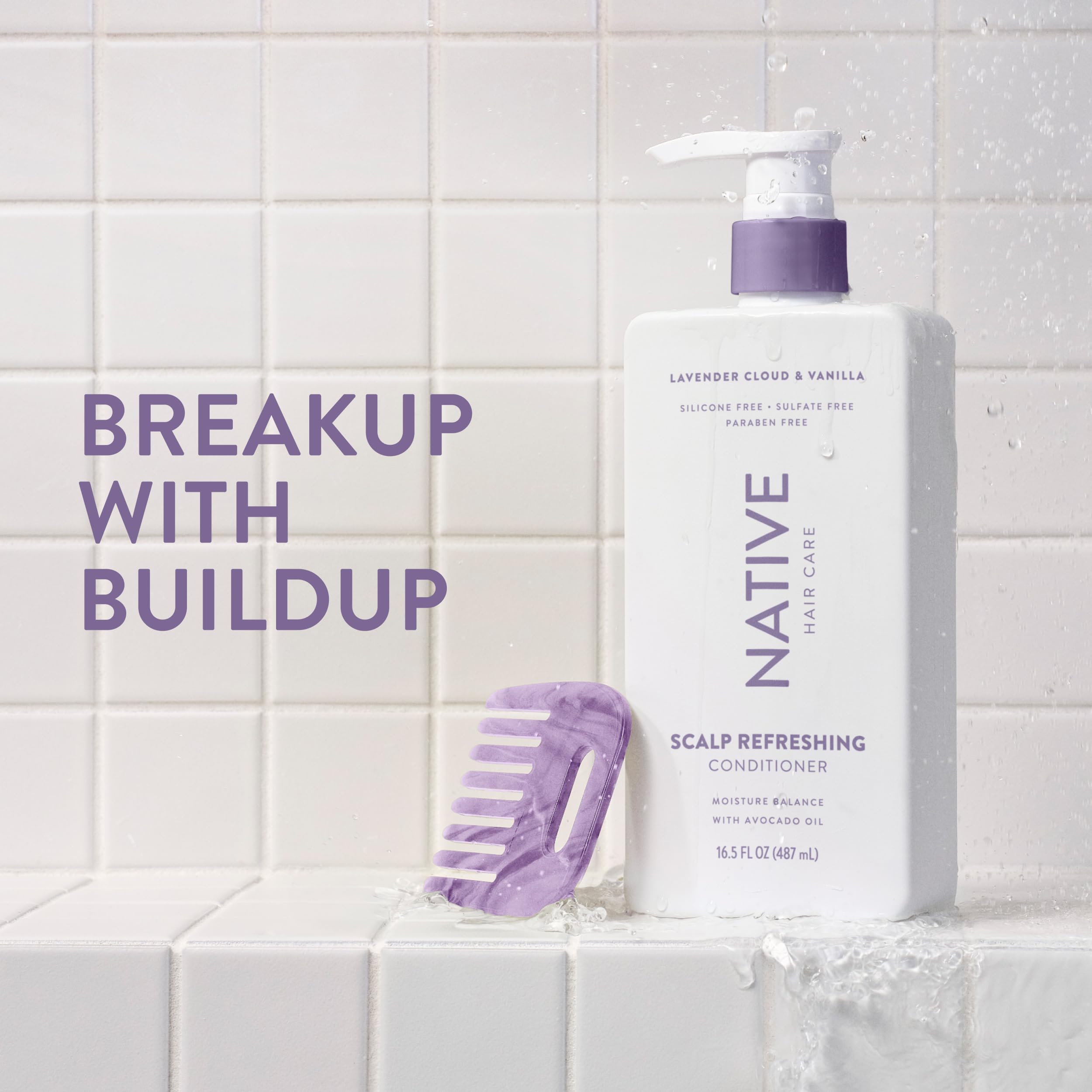 Native conditioner back label displays ingredients list and transparency benefit
