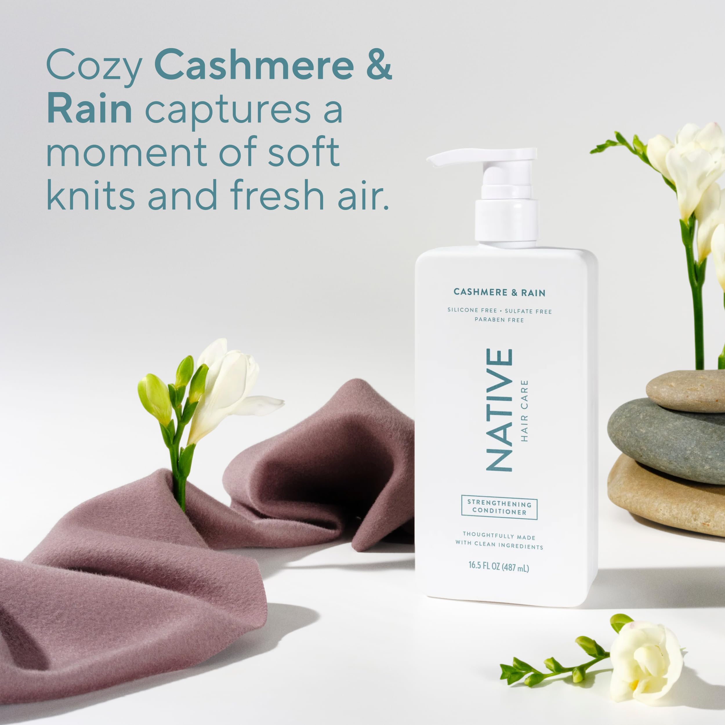 Native Cashmere & Rain scent elements with subtle freshness