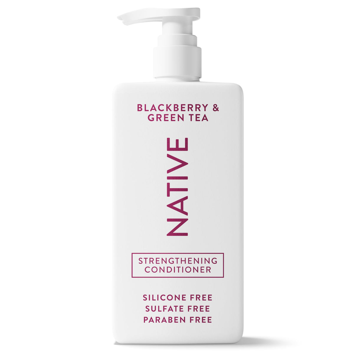 Native front bottle showing blackberry and green tea scent, clear ingredient benefit
