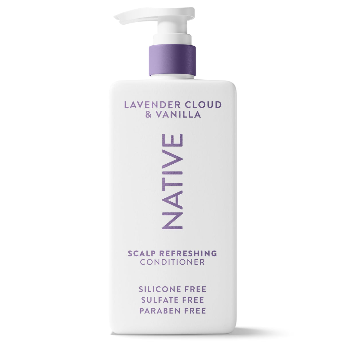 Native conditioner front packaging shows clean design and size benefit