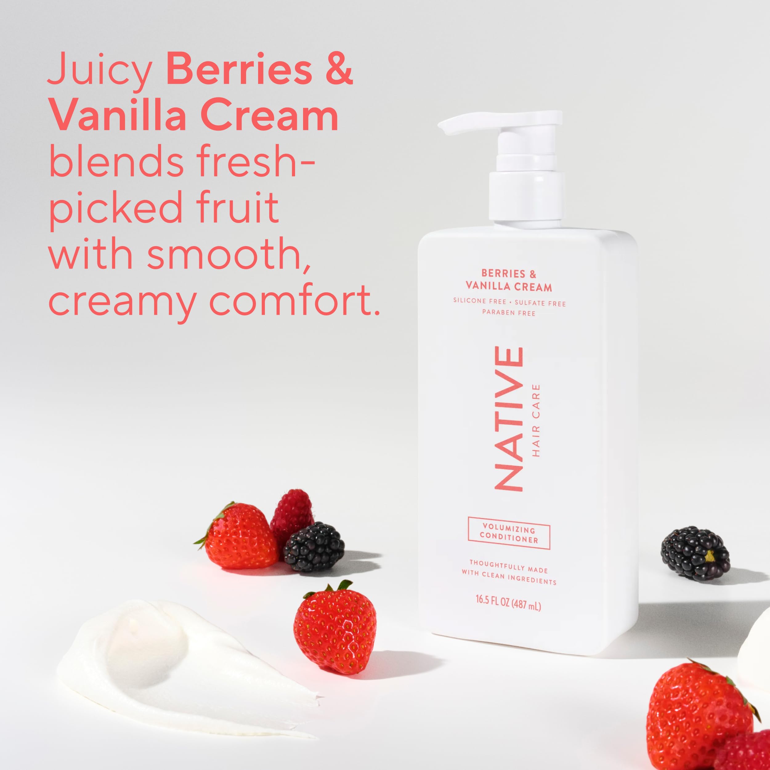 Native conditioner on bathroom shelf styled lifestyle scene suggesting routine simplicity