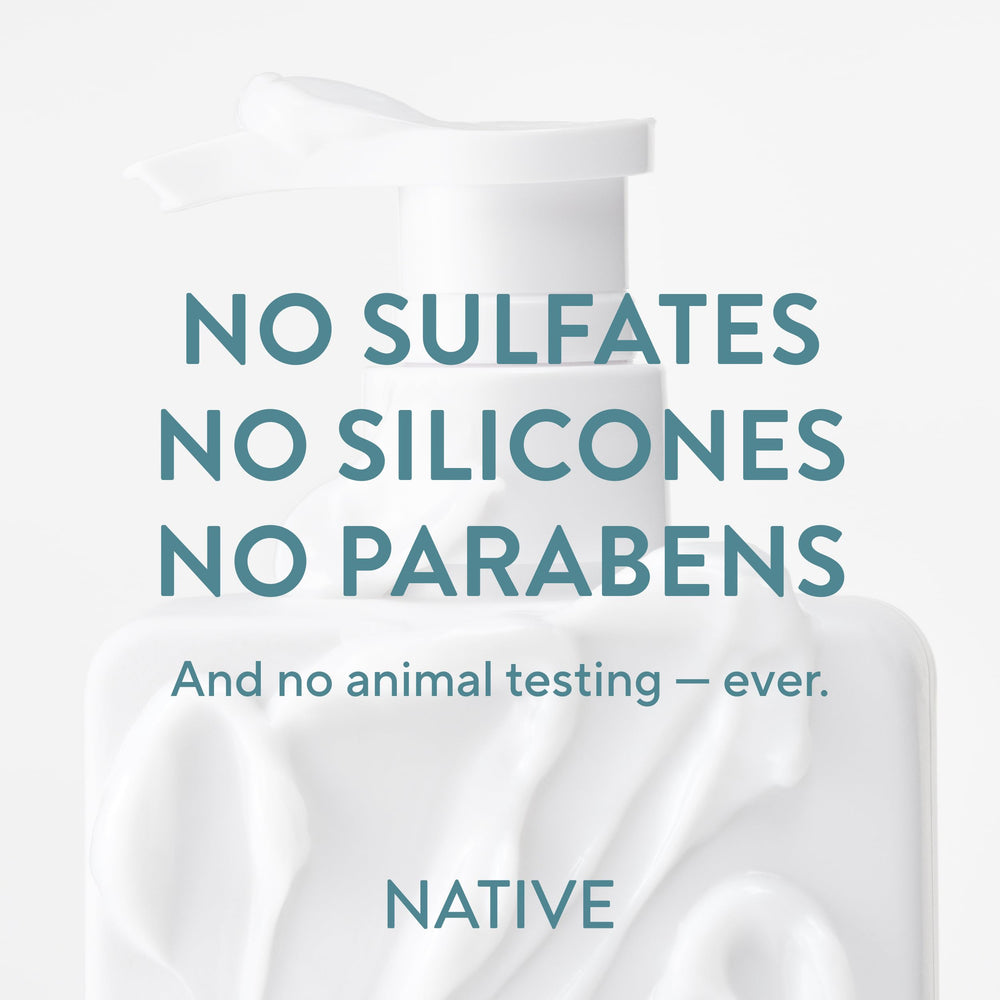 Native conditioner displayed with matching shampoo and mask