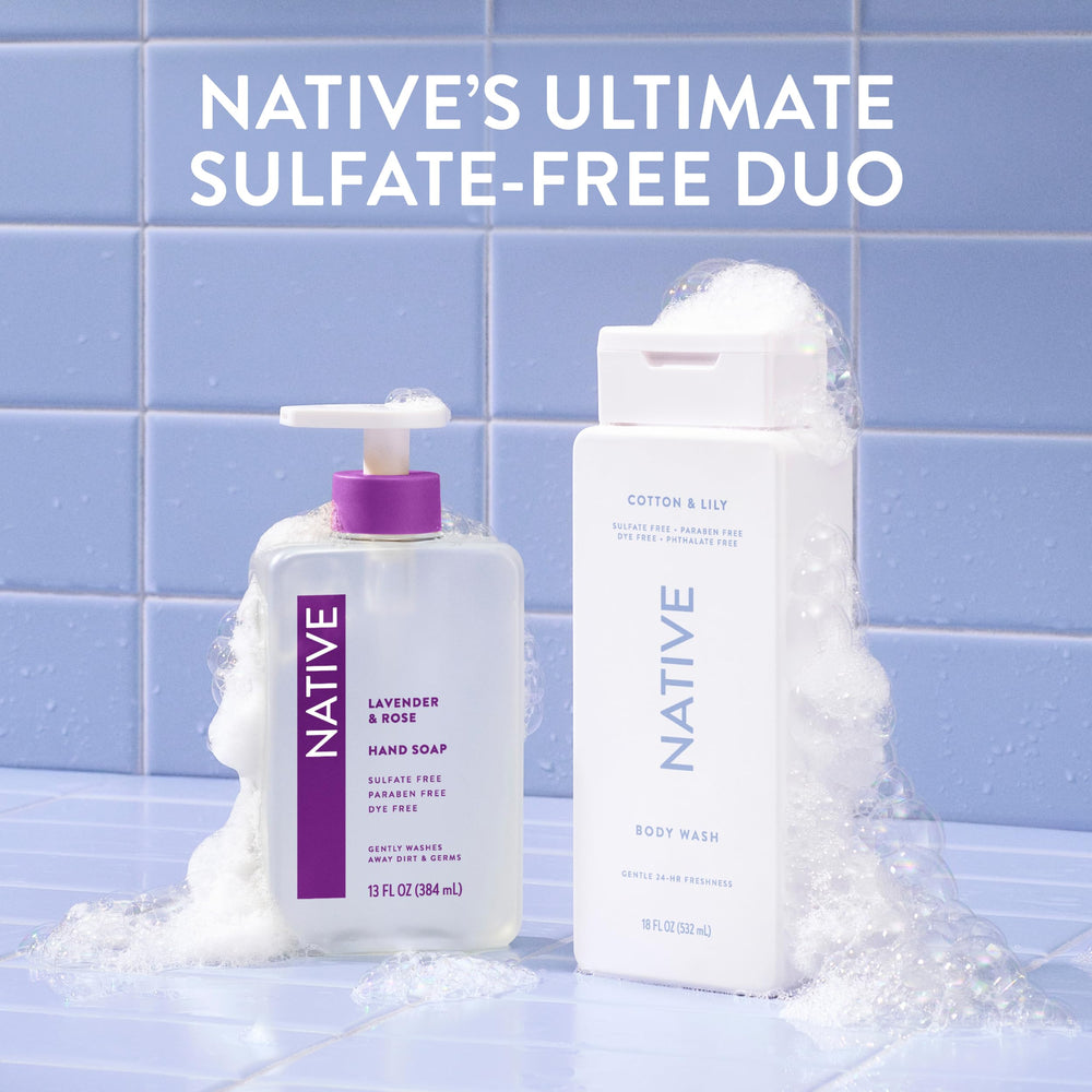 Native hand touching smooth skin after wash showing hydrated, soft skin benefit
