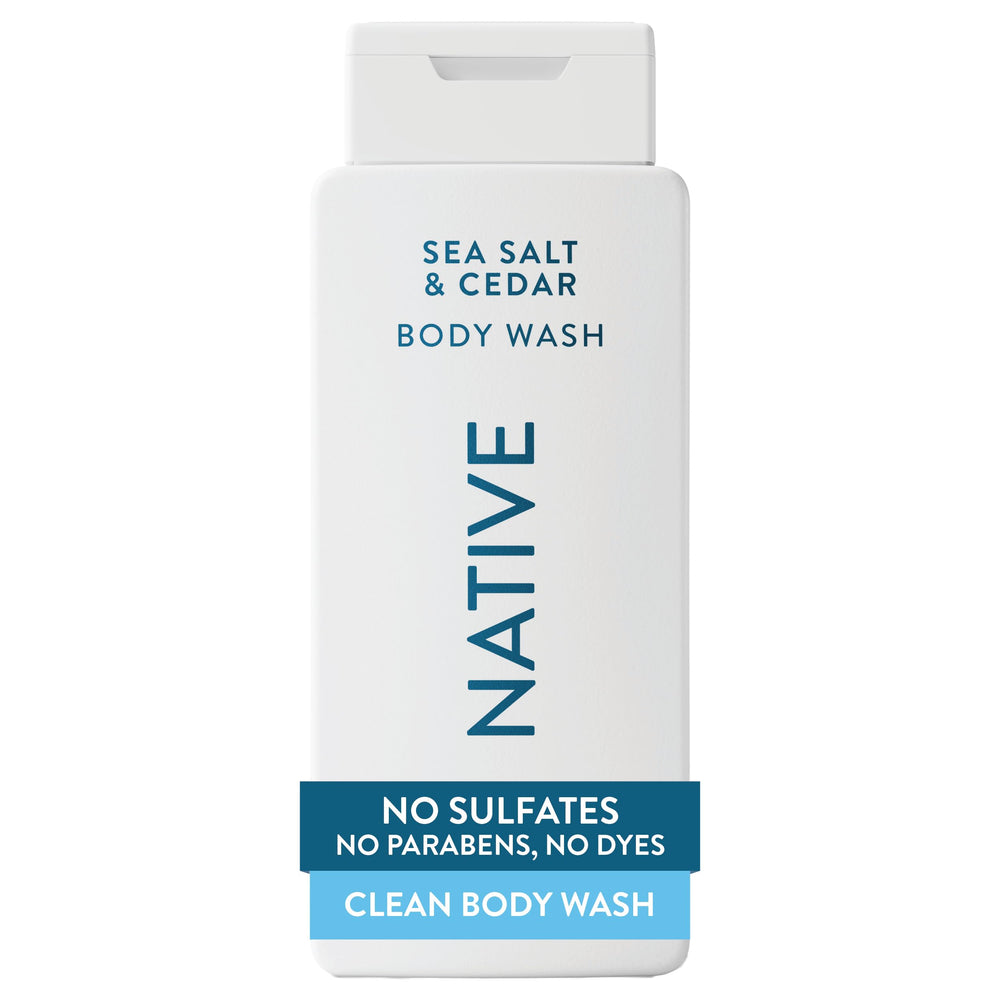 Native bottle front packaging showing sea salt and cedar scent benefits