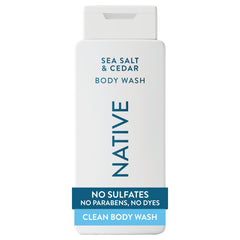 Native bottle front packaging showing sea salt and cedar scent benefits