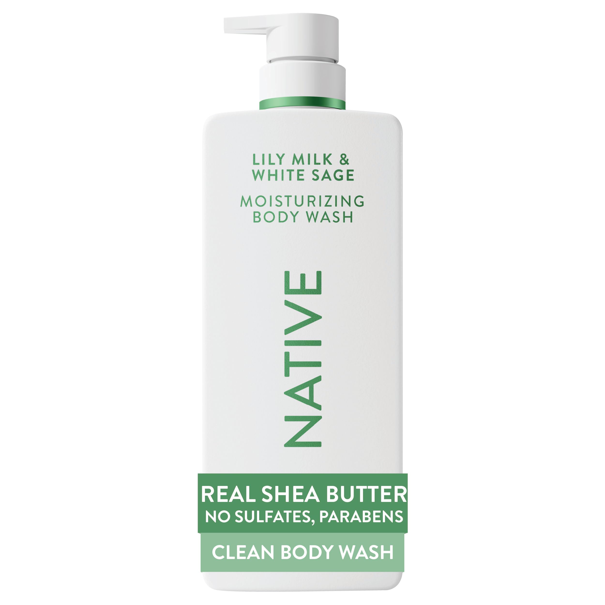 Native front label of Lily Milk & White Sage showing benefits and scent