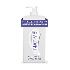 Native bottle front view showing Night Jasmine & Walnut scent and hydration benefit