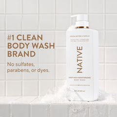 Native pump close-up highlighting easy dispensing and travel-friendly pump